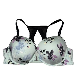 Lane Bryant Cacique BH gefüttert Boost Plunge vorne geschlossen Bügel Blumen blau 44C - Bild 1 von 12