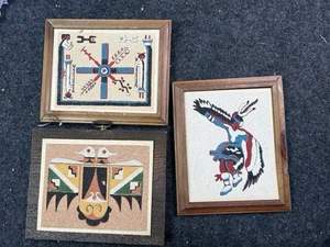 Vintage Sandmalerei Indianer Adler Tänzer Schöpfungsgeschichte Lot 3 - Bild 1 von 7