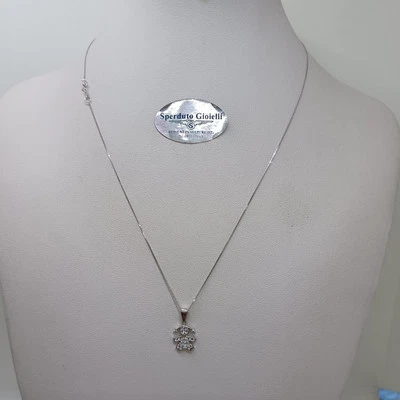 COLLANA DA DONNA CIONDOLO FEMMINUCCIA E ZIRCONI ORO BIANCO 18KT 1,8 GR (7958) - Immagine 1 di 4