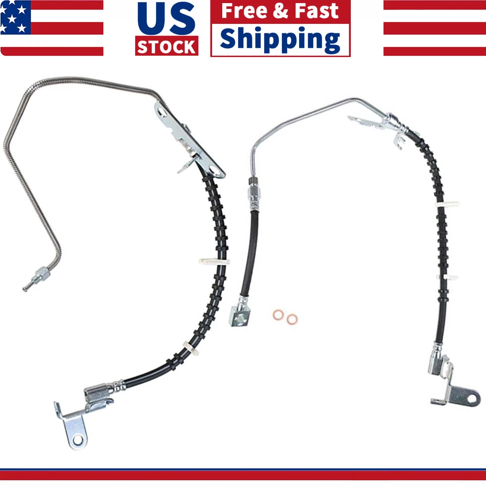 2x Rear Left & Right Brake Hose Brake Line For 2004 Chrysler Town & Country - Image 1 of 4
