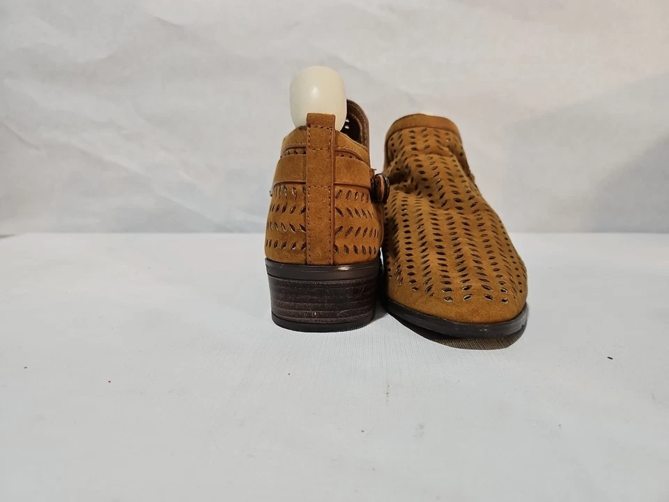 Botines de bambú color tostado sable tacón bloque cremallera sin cordones punta almendra para mujer talla 8 W Foto 1 de 4