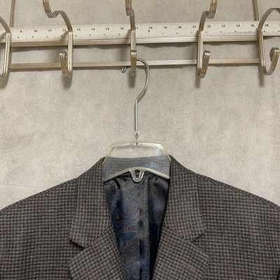 Ralph Lauren Blazer Men 44S Gray Houndstooth Cashmere Wool Flannel Coat Luxury - Image 1 of 4