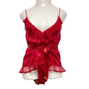 Vintage Flair Womens Size S Red Ruffle Valentines Day Teddy Lingerie - Picture 1 of 7
