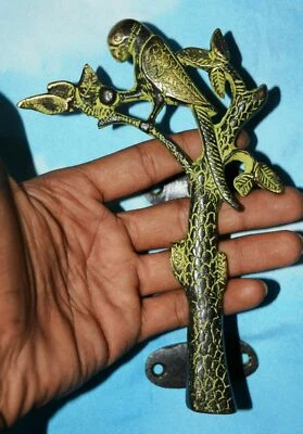 Antique Vintage Brass Handmade Parrot In A Tree Design Any Pull Door Handle AU60 - Image 1 of 3