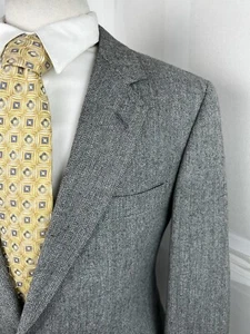 Hart Schaffner Marx Herren Grau Fischgrät Tweed Wolle Blazer Sport Mantel 42 R Vintage - Bild 1 von 10