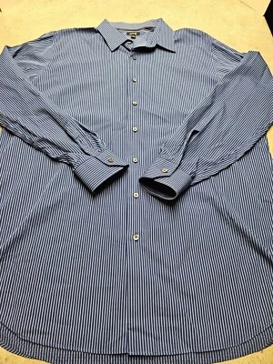 Camisa de vestir para hombre Apt 9 azul a rayas manga larga talla XLT Foto 1 de 4