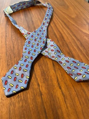 复古 40 年代 RAYON 几何灰色蓝色红色黄色领结 — 第 1/4 张图片