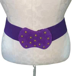 Prestige Vintage elastischer Nieten verzierter Gürtel lila Länge 27", Breite 2" - Bild 1 von 8