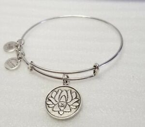Alex & Ani Silver "Lotus Blossom " 🌸 Charm Bangle Bracelet ❤