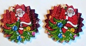 2 Santa Christmas Sewing Buttons Crafting Wood 2 Hole 1"  - Picture 1 of 2