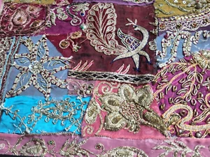 Cushion Cover Ethnic Sequin Sparkling Bead Embellished Patchwork 40cm x 40cm New - Picture 1 of 12