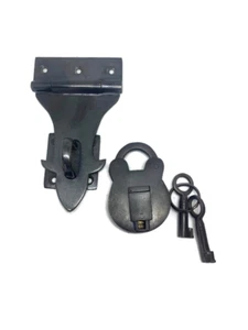 DARK padlock catch hasp latch old style WATSON BOX heavy 4" solid brass keys - Picture 1 of 11