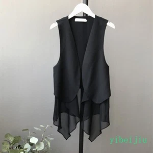 Spring Chiffon Vest Womens Thin Fake Two Piece Fashionable Slim Women's Cardigan - Picture 1 of 10