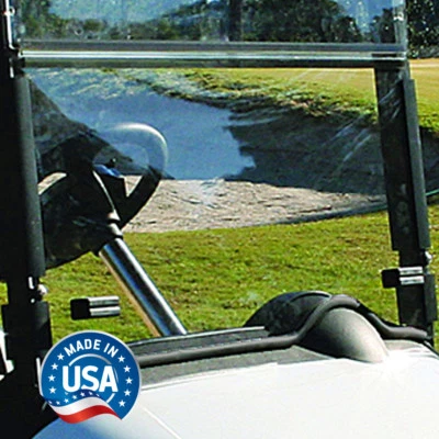 REDDOT E-Z-GO RXV Clear (with Rubber Trim) Fold Down Golf Cart Windshield |Made in USA