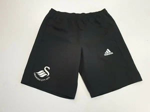 HH982 BOYS ADIDAS BLACK SWANSEA CITY A.F.C SPORT SHORTS UK M AGE 9-10 YRS W24 - Picture 1 of 3