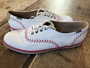 KEDS CHAMPION PENNANT BASEBALL STITCHED FASHION SNEAKER WHITE WOMENS 7.5 EUC - Picture 1 of 10