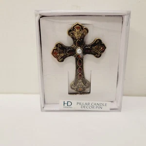 Pin de empuje de pilar HD Designs decoración de velas esmalte estrás cruz  - Imagen 1 de 4