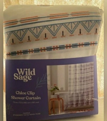 Wild Sage Chloe Clip Multicolor Boho 72" Fabric Shower Curtain - Image 1 of 4