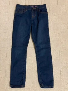 Girls Size 6X-7 CHILDREN'S PLACE Adjustable Waist Super Skinny Dark Wash Jeans - Picture 1 of 9