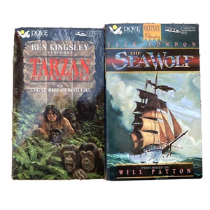 Dove Audiobooks Bundle of 2 Classics Tarzan of the Apes & The Seawolf Tapes - Imagen 1 de 5