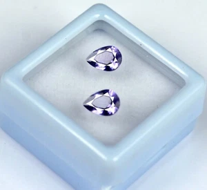 1.05 Ct/5 mm Natural Violet Iolite Gemstone Pair Pear Cut Certified GN44 - Picture 1 of 7
