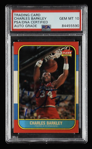 Charles Barkley Signed 1986-87 Fleer #7 RC - Autograph Graded (PSA) 10 - Rookie