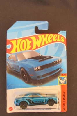 hot wheels  18 Dodge Challenger SRT Demon blue muscle mania 2023 - Image 1 of 2