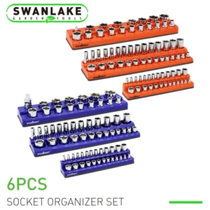 Magnetic Socket Organizer Holder 6-PACK Set 1/4'' 3/8'' 1/2'' Metric SAE 143pcs - Picture 1 of 9