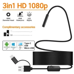Telecamera Endoscopica 3.5M 3in1 USB Type-C Android Sonda 6 LED IP67 - Foto 1 di 6