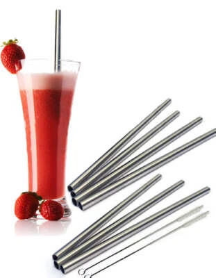 4 Stainless Steel Wide Smoothie Straws - CocoStraw Large Straight Frozen Drink