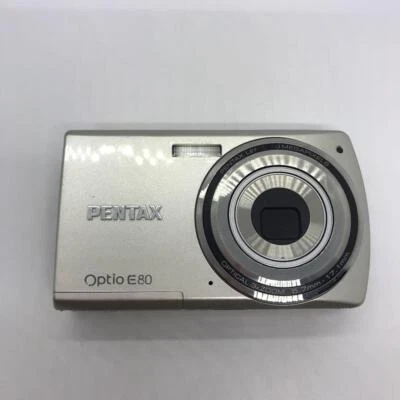 Pentax Optio E80 10.0 MP 3x Optical Zoom F2.9 Digital Camera 2 AA power Silver - Image 1 of 2