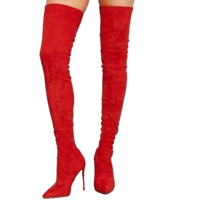 Botas Steve Madden ‘Dominique’ vermelhas altura da coxa tamanho 8 novas na caixa - Imagem 1 de 3