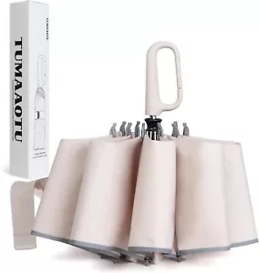 TUMAAOTU Inverted Umbrella with Carabiner Handle, Wind Proof Umbrellas - Picture 1 of 6