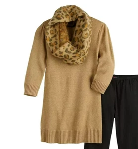 Beautees 3/4 Sleeve Sweater & Scarf Set Big Girls S (7-8) Tan Crewneck Pullover - Picture 1 of 16