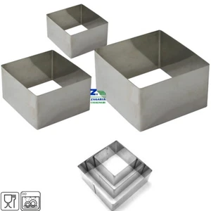 SET 3 PZ. COPPA PASTA PROFESSIONALI IN ACCIAIO QUADRATI CM 6 - 8 - 10 X 4 H - Foto 1 di 3