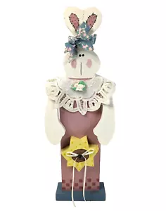 16.5" Tall Wooden Hand Painted Spring Easter Bunny Decoration Home Decor - Picture 1 of 12
