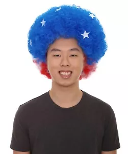 World Cup National United State Flag Short Afro Wig Hair Soccer Fan Cheer HM-714 - Picture 1 of 8