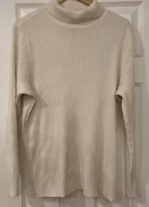 Lane Bryant Women's Plus Size 26/28 Pullover Sweater turtleneck White L sleeve - Picture 1 of 12