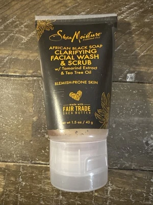 SHEA MOISTURE~AFRICAN BLACK SOAP~CLARIFYING FACIAL WASH & SCRUB 1.5 OZ - Image 1 of 4