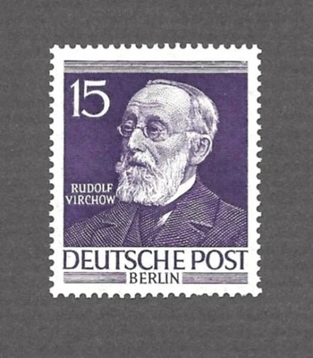 Sello de Berlín Mi #96, famosos berlineses 1952, Rudolph Virchow, MNH, en muy buen estado Foto 1 de 2