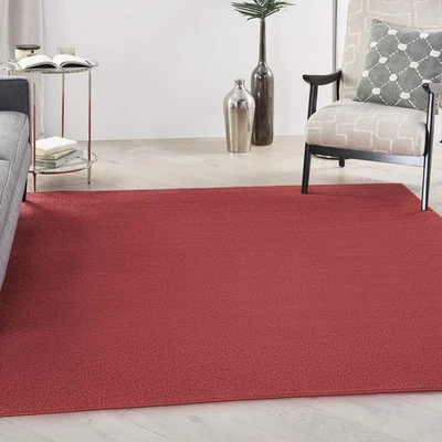 Alfombra de exterior cuadrada roja ladrillo 5X5 pila baja fácil de limpiar para uso en interiores y exteriores Foto 1 de 4