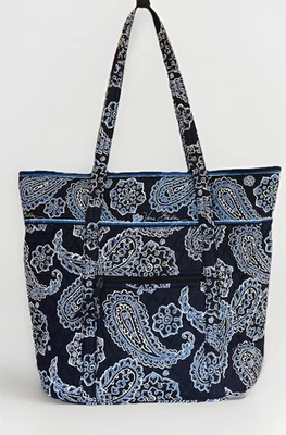 VERA BRADLEY ICON GRAND СУМКА С КОРОТКИМИ РУЧКАМИ СНЕГ ЛОТОС ЧЕРНЫЙ СИНИЙ БЕЛЫЙ БОЛЬШОЙ НОВЫЙ БЕЗ ЯРЛЫКОВ  - Изображение 1 из 4