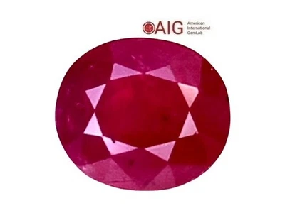 AIG certified 2.63 cts Pinkish Red natural unheated ruby oval Winza ( Tanzania ) - Image 1 of 4