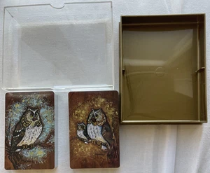 Vintage Saga Owl Double Deck Playing Cards In Original Case New - Picture 1 of 15