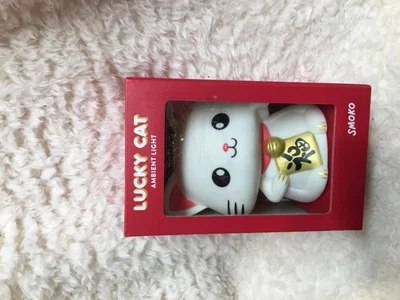 Smoko Lucky Cat Ambient Light LED Night Lamp Wireless Desk Decor Gift New Boxed - Image 1 of 4