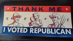 Vintage "Thank Me I Voted Republican" water decal 1950's Rural Americana 8 Inch - Picture 1 of 3