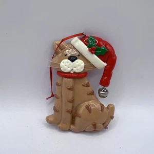 Katze Ornament Ton Orange Tabby Weihnachtsmütze 3,5x2,5" - Bild 1 von 4