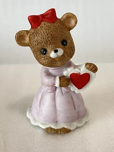 Vintage Lefton Figur Valentinstag Teddybär hält Herz 1983 - Bild 1 von 6