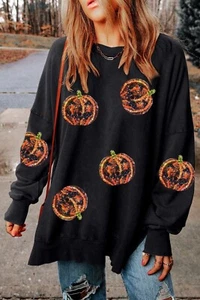 Sudadera oversize calabaza lentejuelas - Imagen 1 de 5
