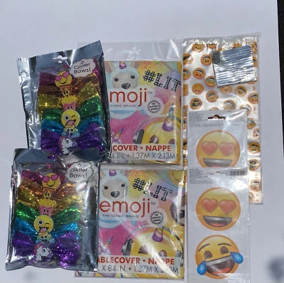 Emoji Fiesta Cumpleaños Lote Niñas 7 Artículos Arcos Bolsas Manteles Teléfono Calcomanías Foto 1 de 4